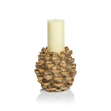 Small Gold Pinecone Pillar Holder