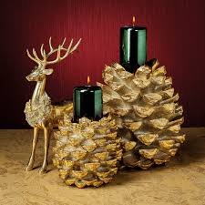 Small Gold Pinecone Pillar Holder