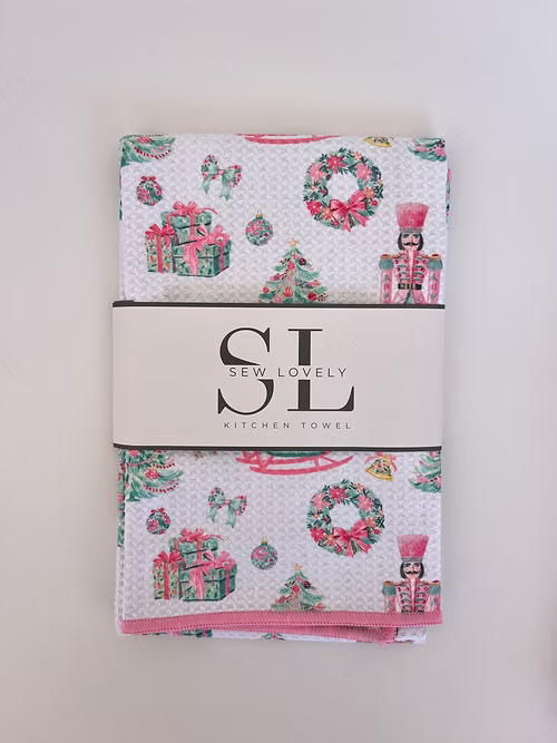 Holly Toile Tea Towel