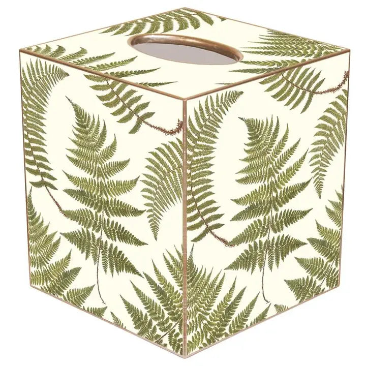 Ferns On Cream Tissue Box Cover