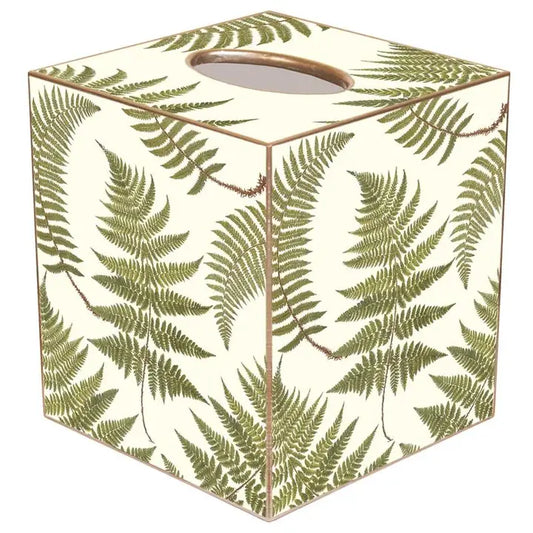 Ferns On Cream Tissue Box Cover