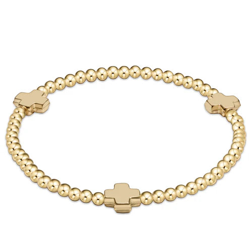 Egirl- Signature Cross Gold Pattern 3mm Bead Bracelet