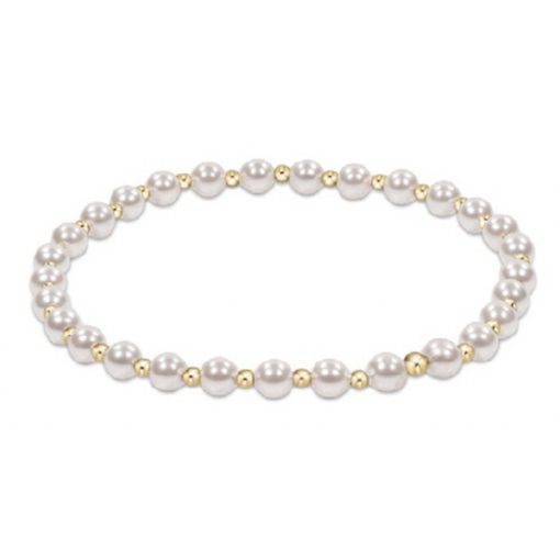 Extends- Classic Grateful Pattern Gold Bead Bracelet - Pearl
