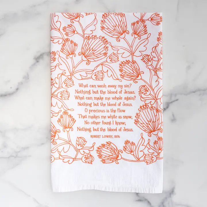 Nothing But the Blood Hymn Tea Towel