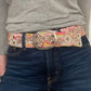 Flower power embroidered wool belt.