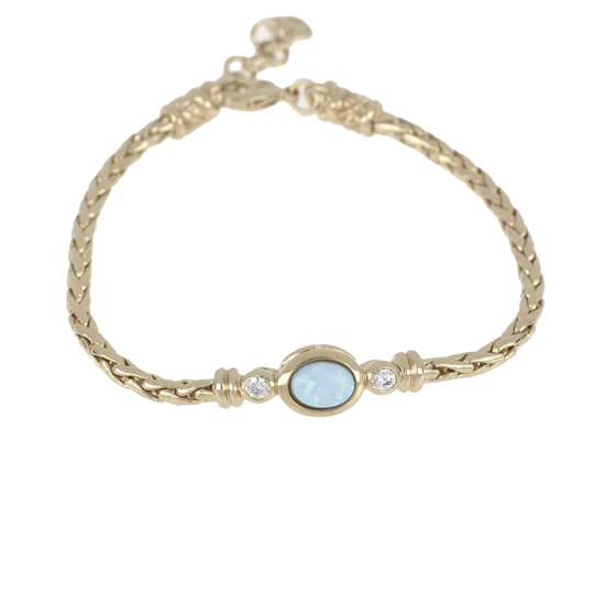 Single Strand Blue Oval Opal CZ Bracelet