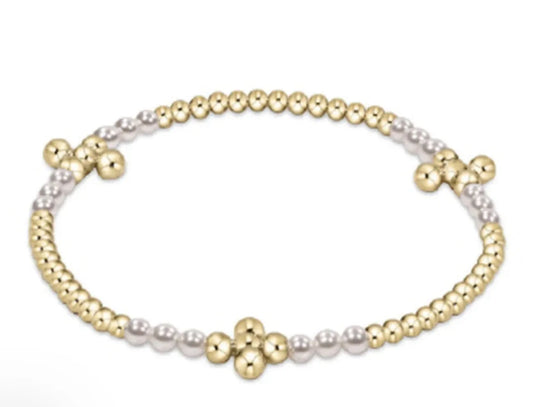 Extends- Signature Cross Gold Bliss Pattern 2.5mm Bead Bracelet-Gemstone