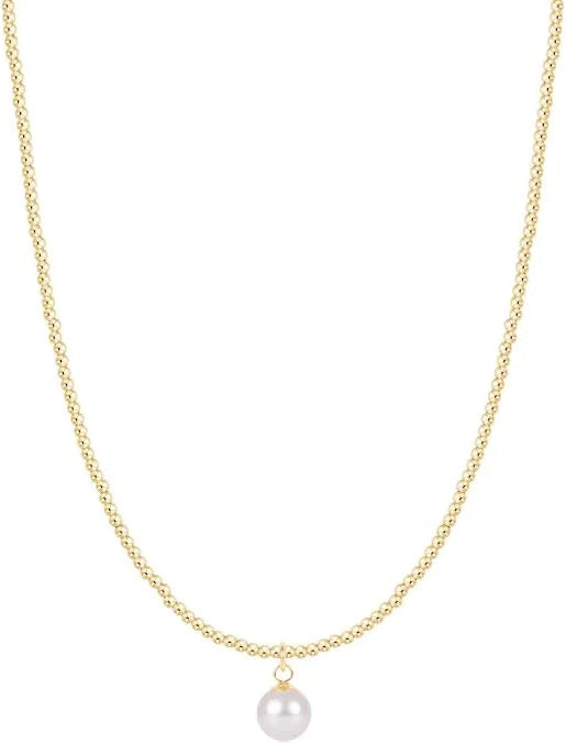 Enewton - 15" Beaded Choker - Classic Gold 2mm - Pearl Charm