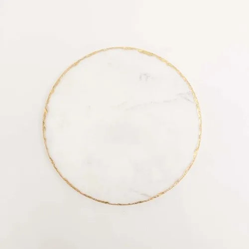 Round Marble & Gold Cheese Board