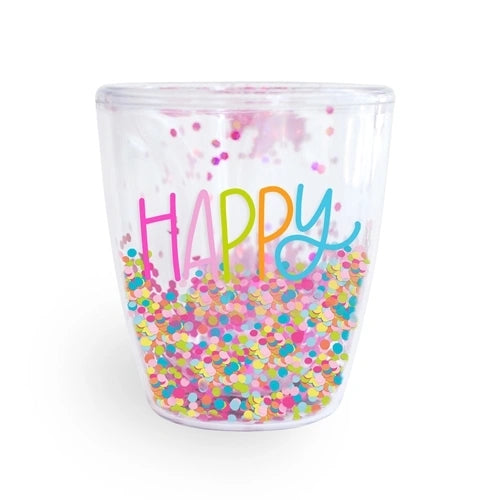 Glitter Wine Happy Acrylic Cup