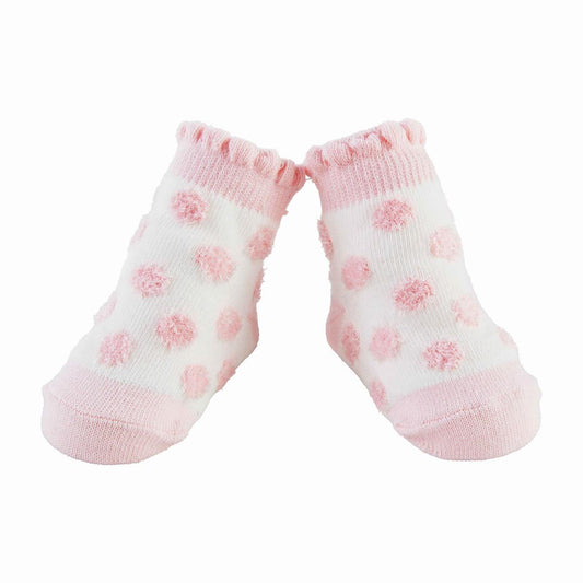 Pink Chenille Dot Baby Socks