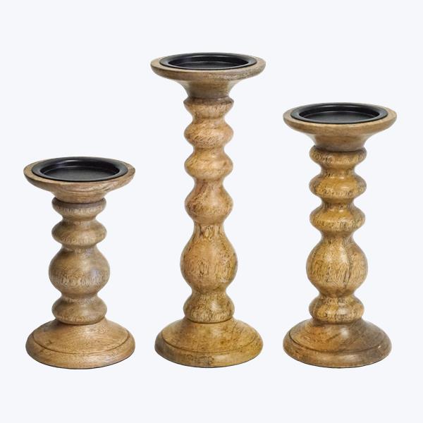 Wooden Pillar Candle Holders