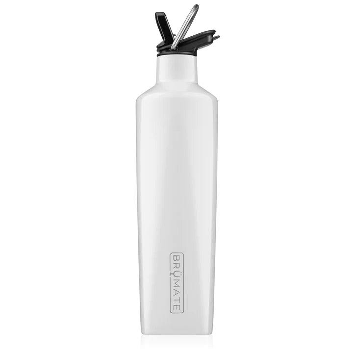 Tall Brumate Rehydration Water bottle with straw top, white glossy colored