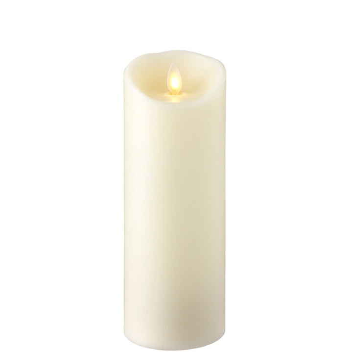 Fake push flame candle in ivory, 3" X 8" in size. 