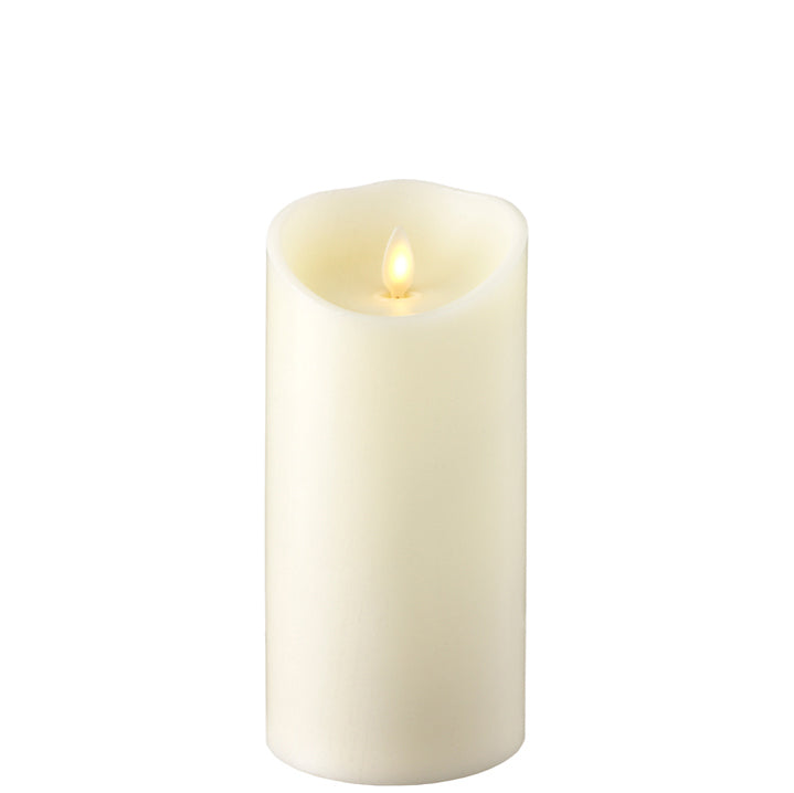 Fake push flame candle in ivory, 3.5" X 7" in size.