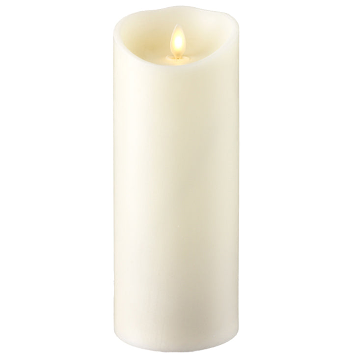 Fake push flame candle in ivory, 3.5" X 9" in size.