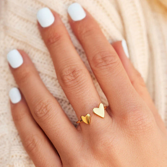 Two Hearts Open Ring