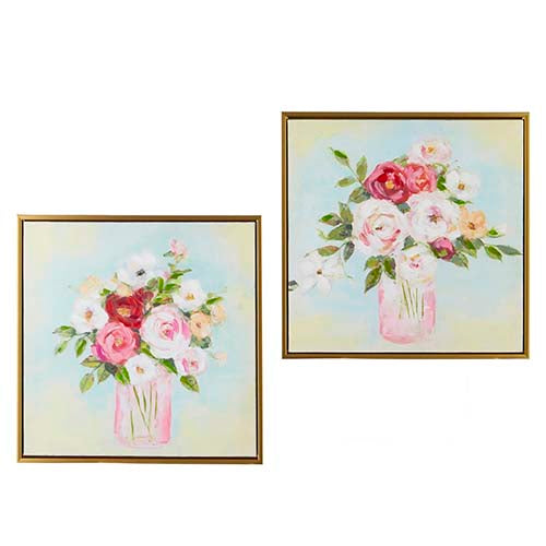 Floral Vase Canvas Framed Wall Art-15.5"