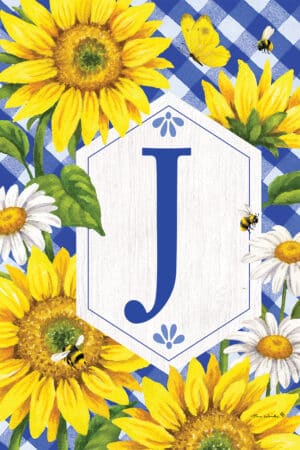 Monogrammed Garden Flag- Sunflowers & Daises