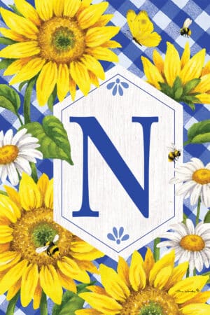 Monogrammed Garden Flag- Sunflowers & Daises