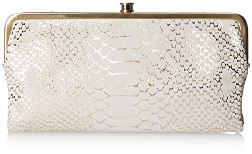 White Snake Print Suede Metal Clasp Leather Wallet