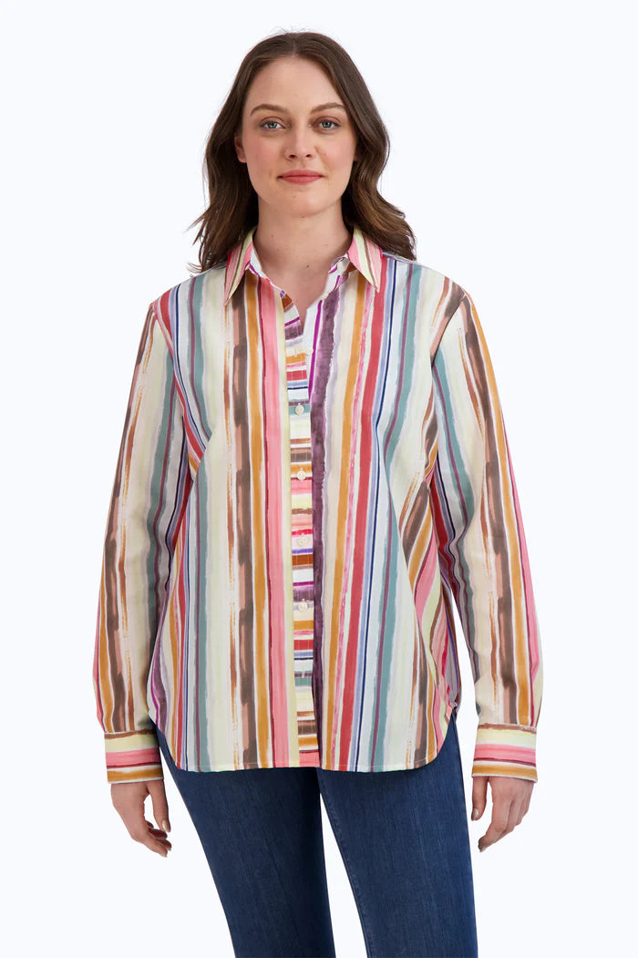 Boyfriend No Iron Watercolor Stripe Tunic