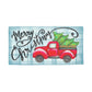 Light blue plaid background with red truck and Christmas tree, Merry Christmas pillow Swap