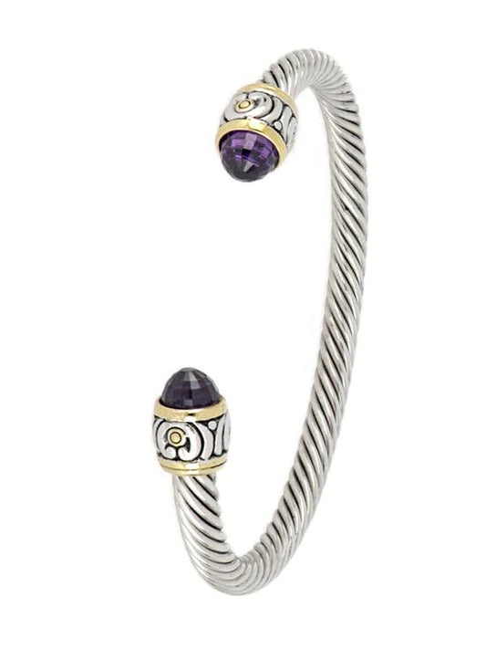 Nouveau Collection - Small Wire Cuff Bracelet - Amethyst