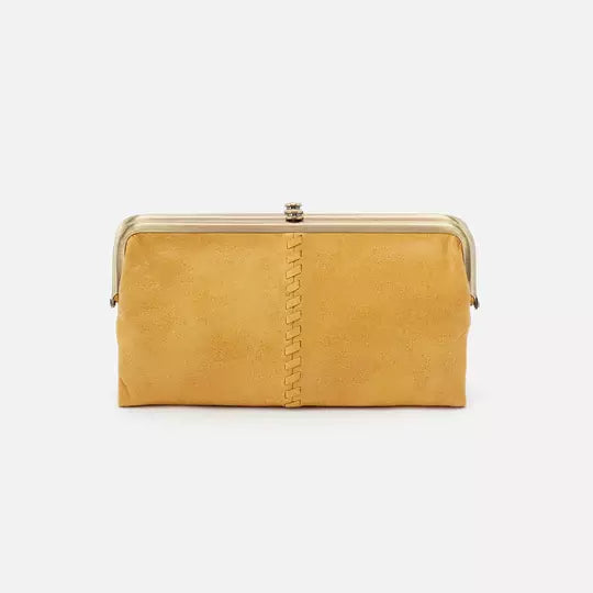 Yellow Clasp Leather Wallet with Middle Stitch Detail