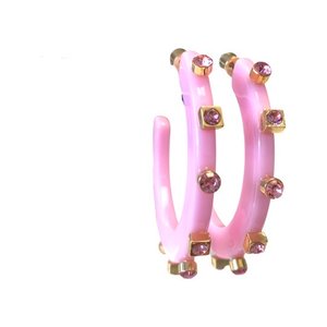 Pink City Girl Jewel Small Hoops