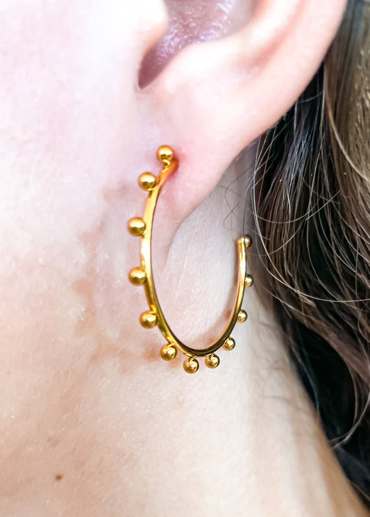 Gold Filled Ball Hoop Earrings