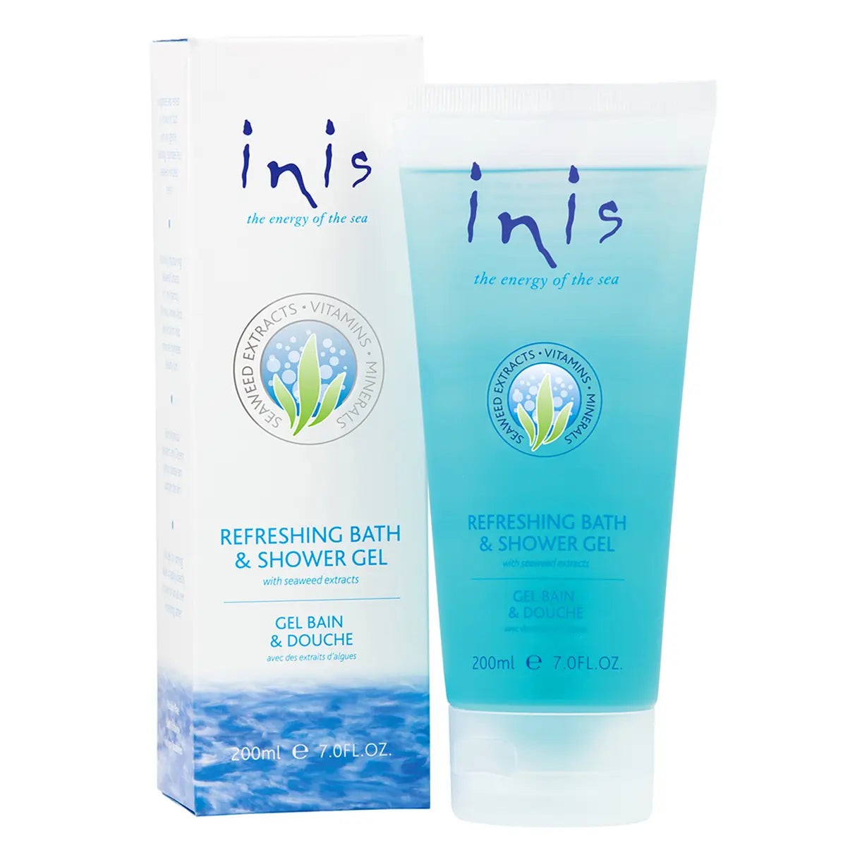 Inis refreshing bath & shower gel, made from seaweed extracts, jojoba oil, and vitamen e.