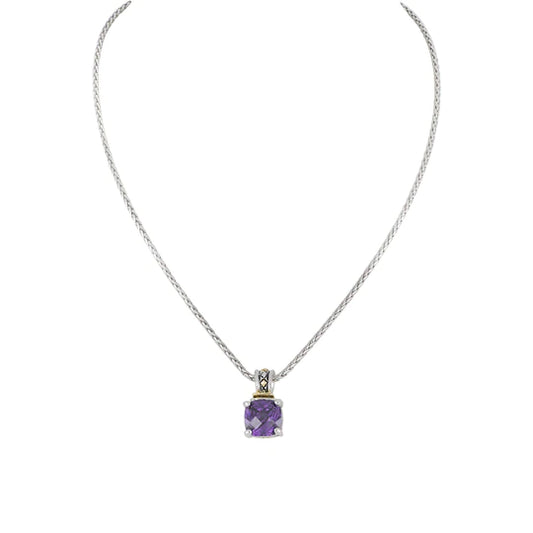 Amethyst Cushion Cut Pendant Necklace