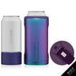 Dark Aura Brumate Trio, made for cans. with the ability to hold a 10oz or 12 oz can. Includes a top so the trio can turn into a cup to drink diractly from, also comes with an icepack adapter for the 12 oz can.