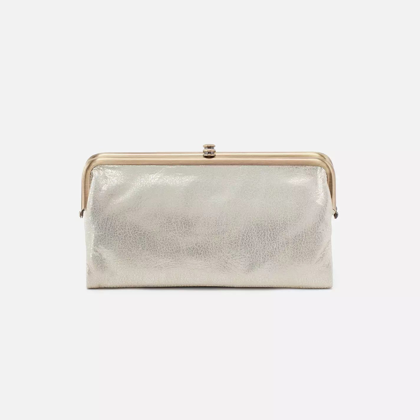 Shine White Metal Clasp Leather Wallet