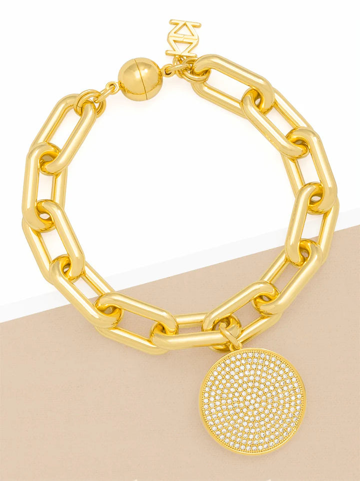 Pavé Disc Charm Link Bracelet