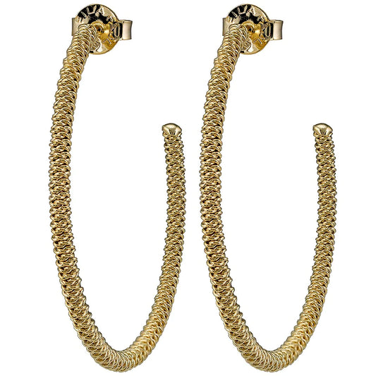 Gold textured lined hoops.