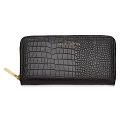 Black Faux Croc Wallet