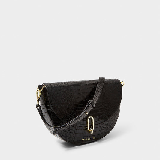 Quinn Faux Croc Saddle Purse