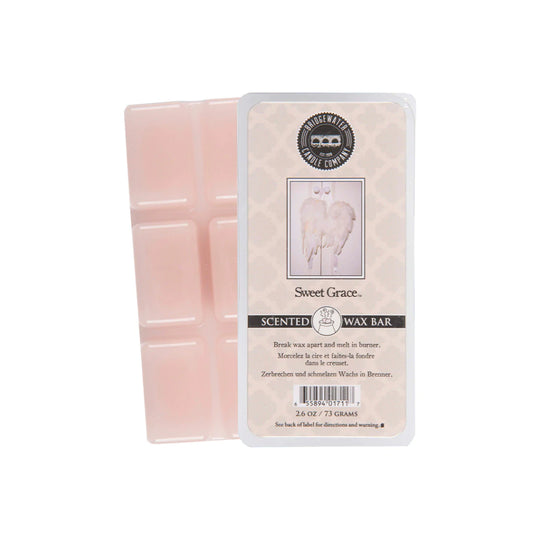 Sweet grace scented wax bar, made by Bridgewater Candle Company, wax is pink. 