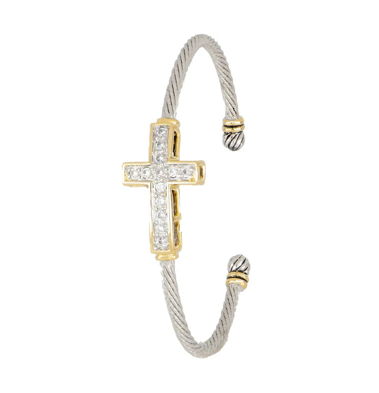 Pave Cross Cuff  Bracelet